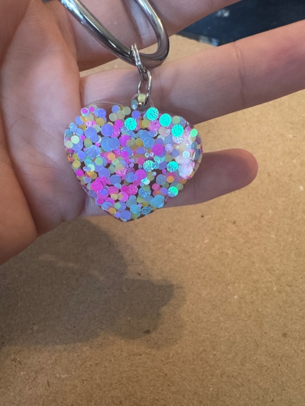 Unbranded Pink Multi-Confetti Heart Pet ID Tag Keychain - Picture 3 of 3